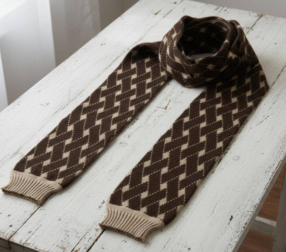 Alpaca Scarf Bricks Design – Jacquard Knit