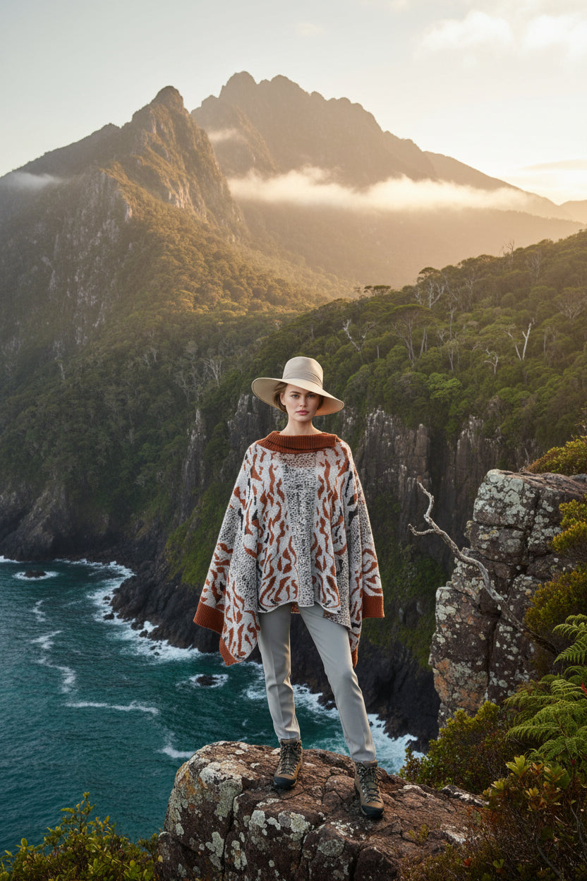 Alpaca Tasmania Poncho Natural White