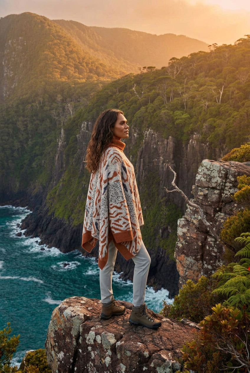 Alpaca Tasmania Poncho Natural White