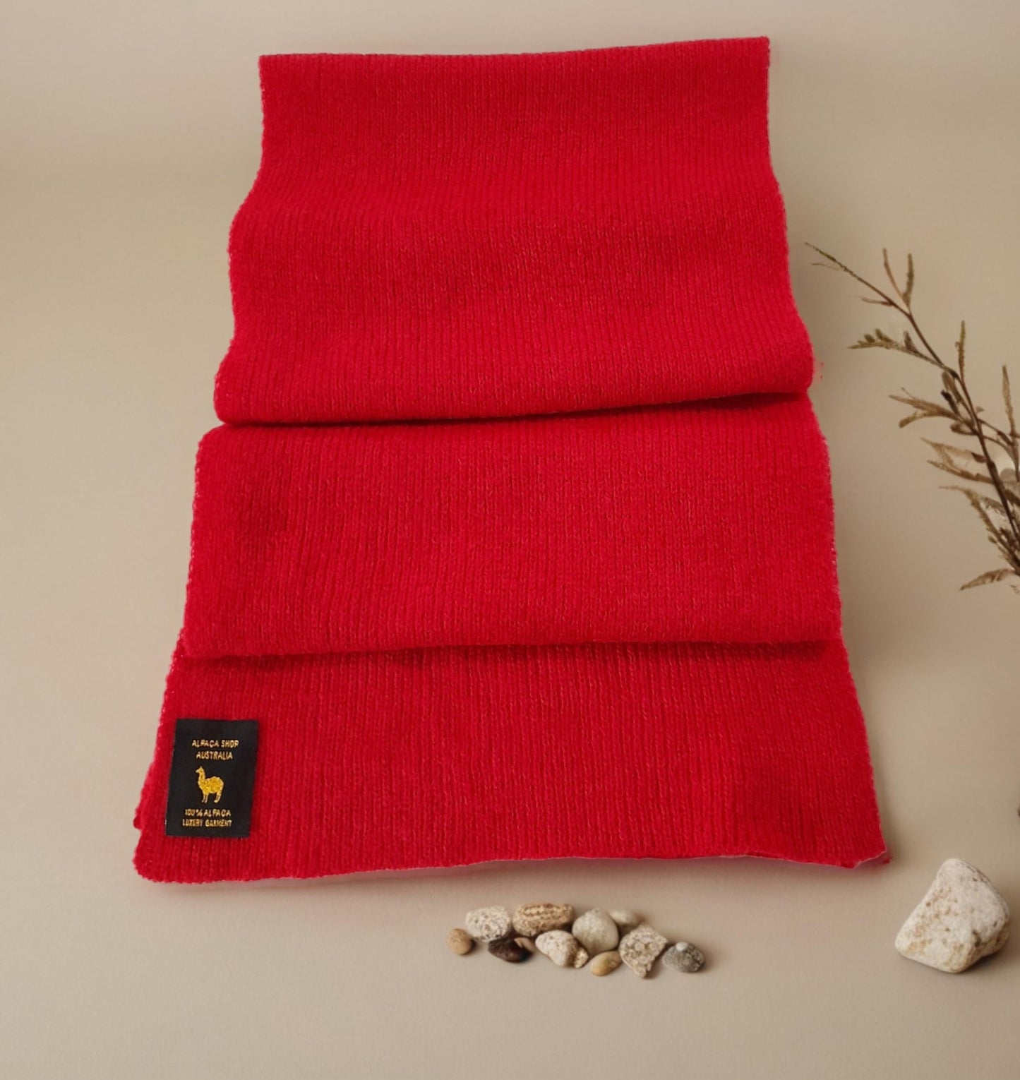 Extra Smooth Alpaca Scarf Sensitive Skin Vivid Red