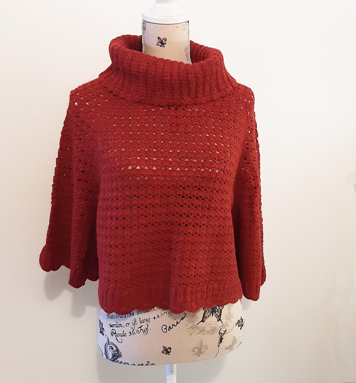 Alpaca Crochet Hand Made Short Poncho