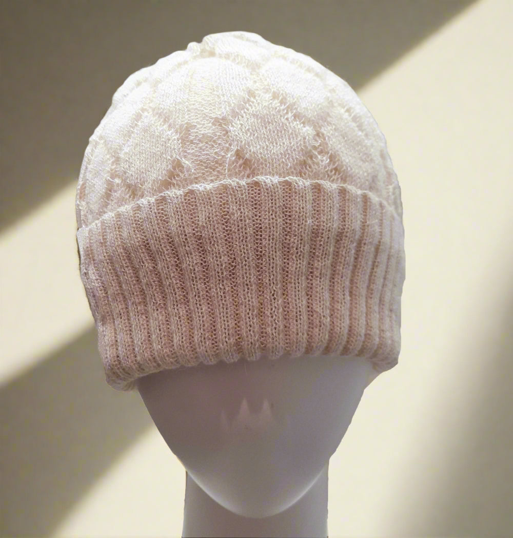 Alpaca High Relief Beanie Reversible Natural Pearl