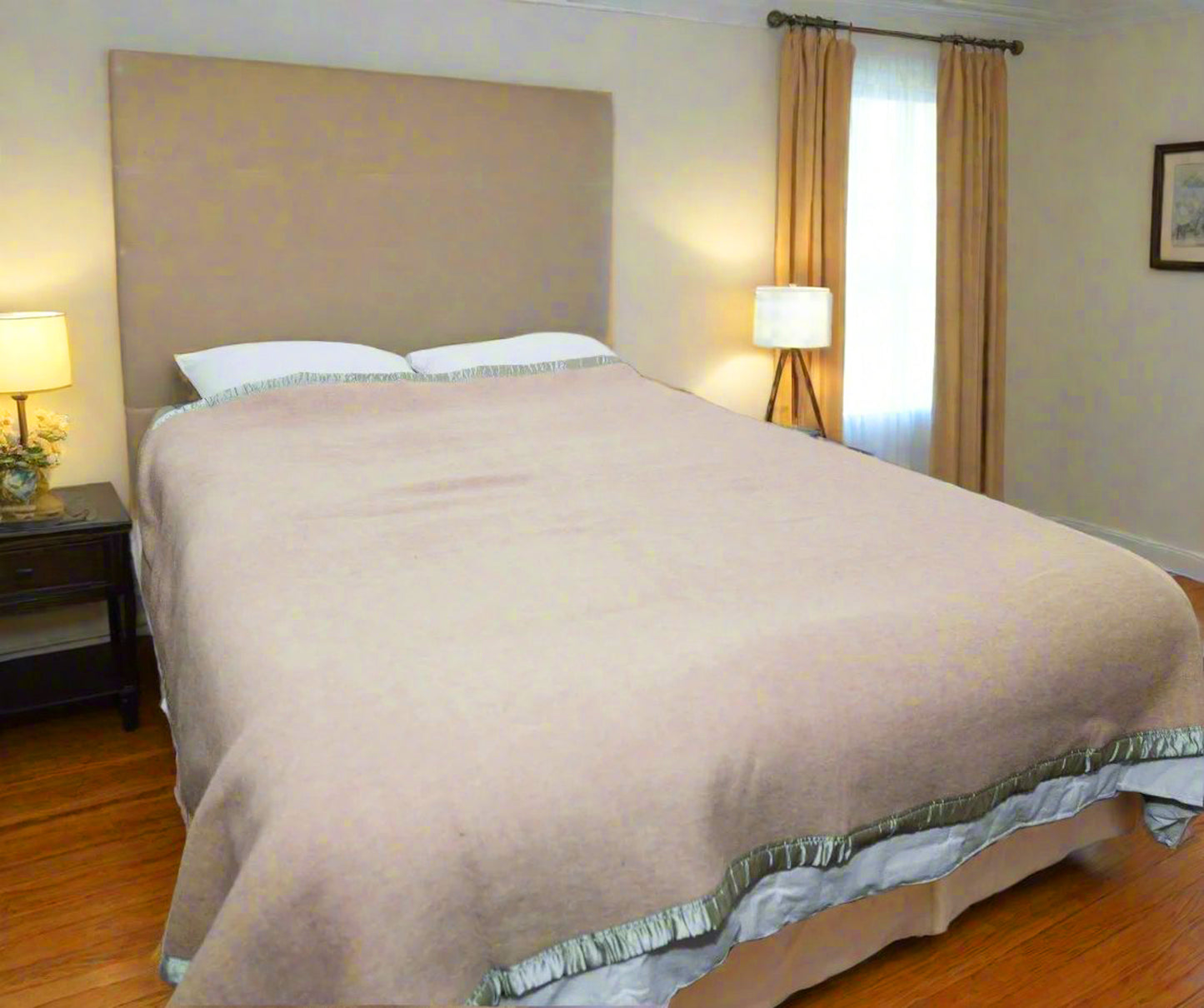 Alpaca Blankets TWIN Size Reversible Light Beige/Pearl