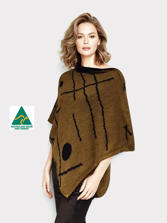 Alpaca Symmetrical and Reversible Poncho Olive Green