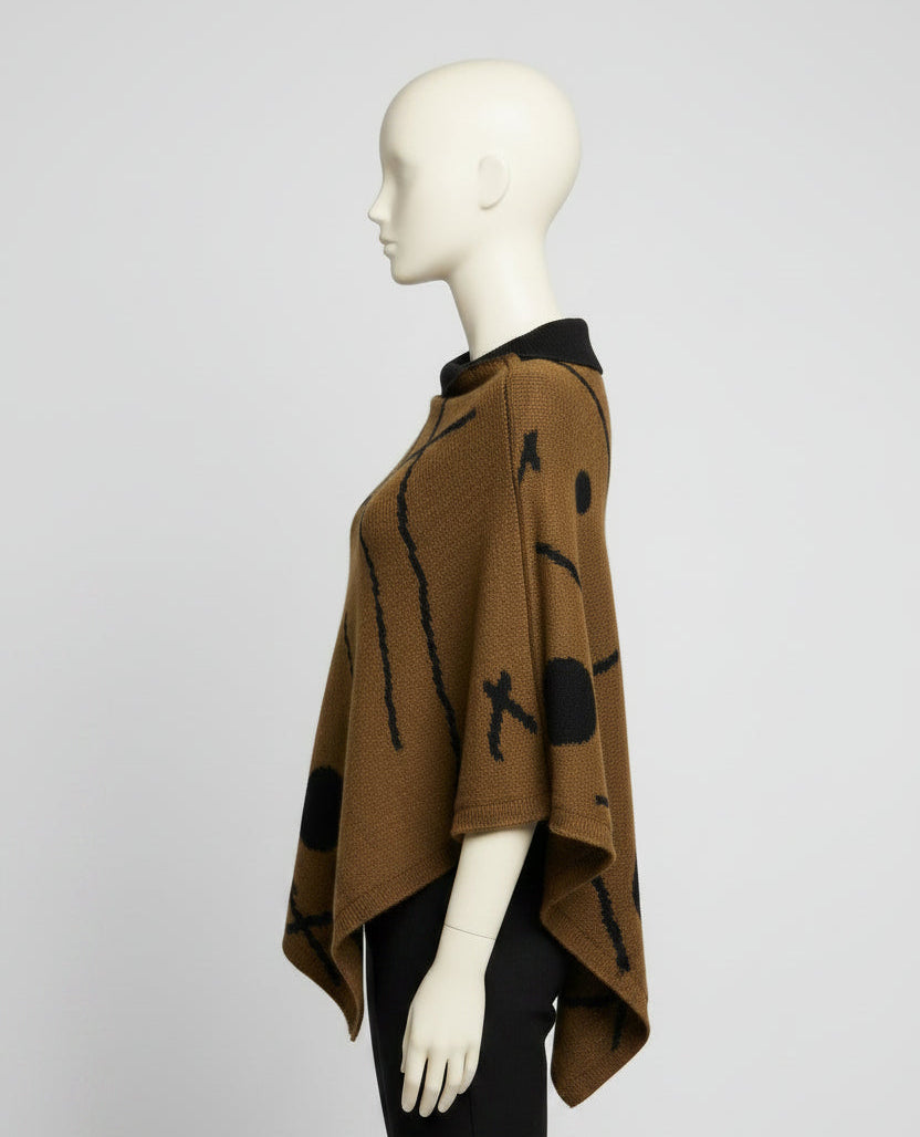 Alpaca Symmetrical and Reversible Poncho Olive Green