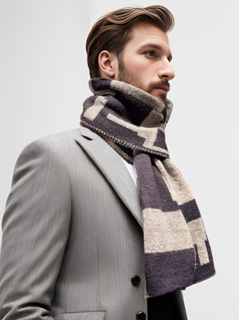 Alpaca Unisex Scarf Labyrinth Design Black/gray