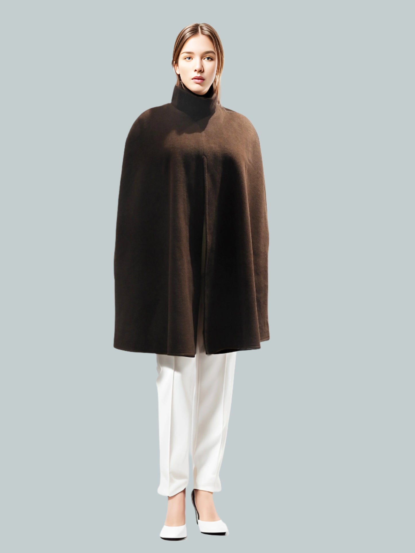 Alpaca Asymmetrical Poncho Diamond Chocolate