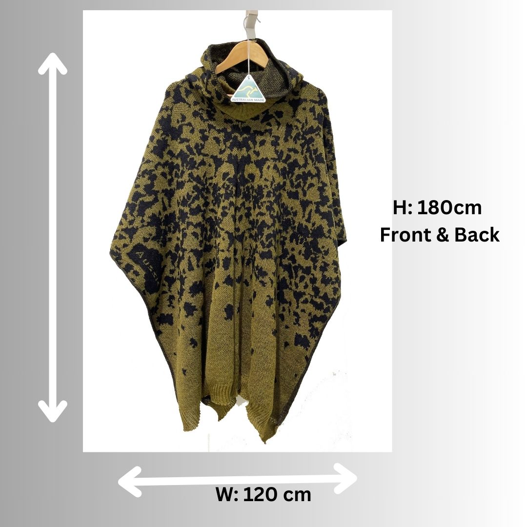 Australian Alpaca Thick Poncho Hooded, CAMO SNOWY