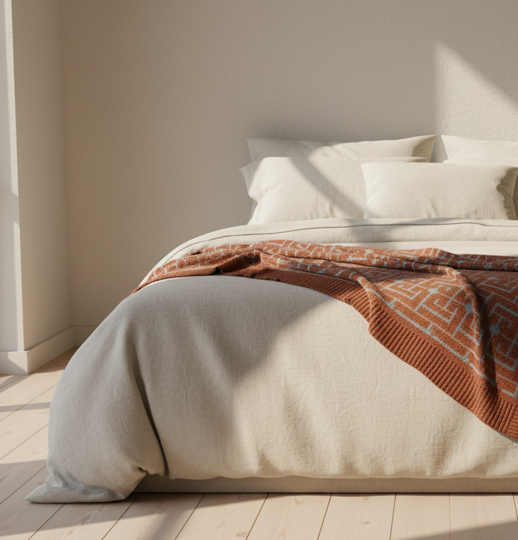 Australian Alpaca Blanket European-Look Wrap Throw Terracotta/Gray