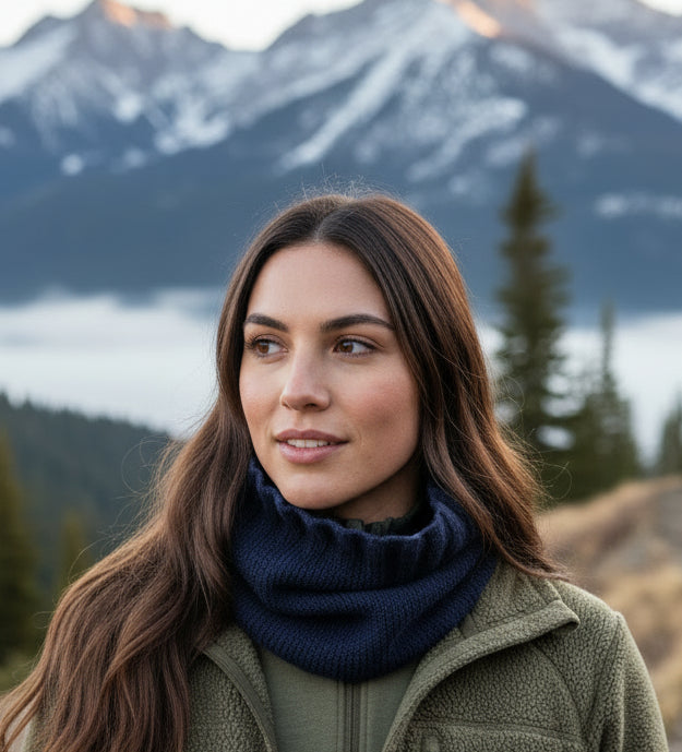 Brushed Alpaca Collar Neck Unisex Extra-Soft Blue