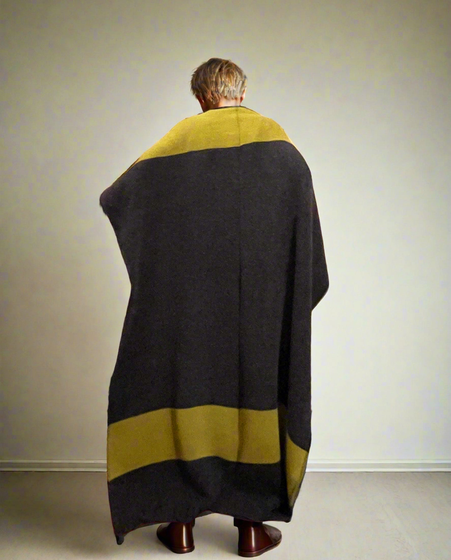 Luxury Mohair Alpaca Extra Soft Throw Blanket Lemon-Blue