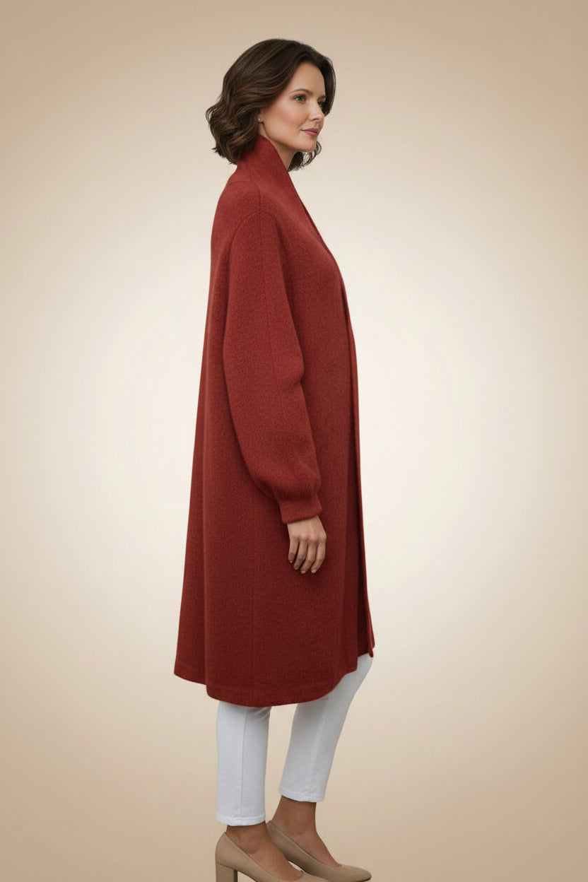 Alpaca Jacquard Coat Terracotta