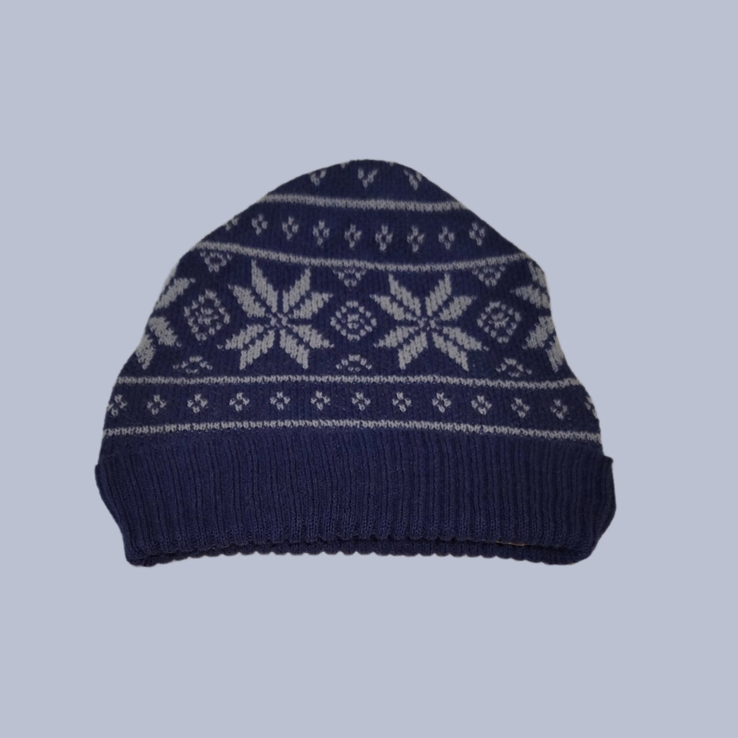 Alpaca Norwegian Pattern Beanie Blue Unisex