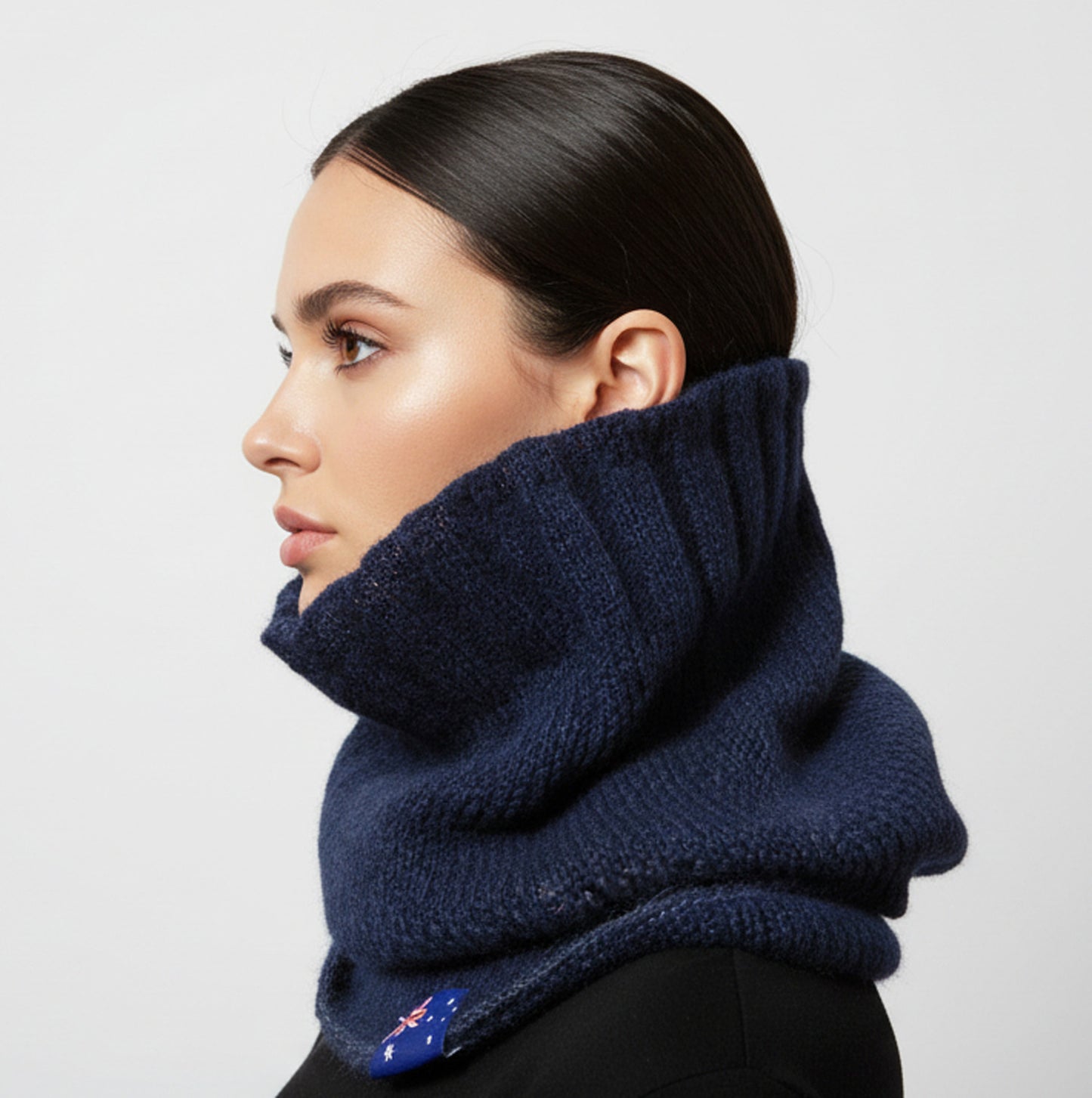Extra Smooth Alpaca Mohair Neck-warmer Navy Blue