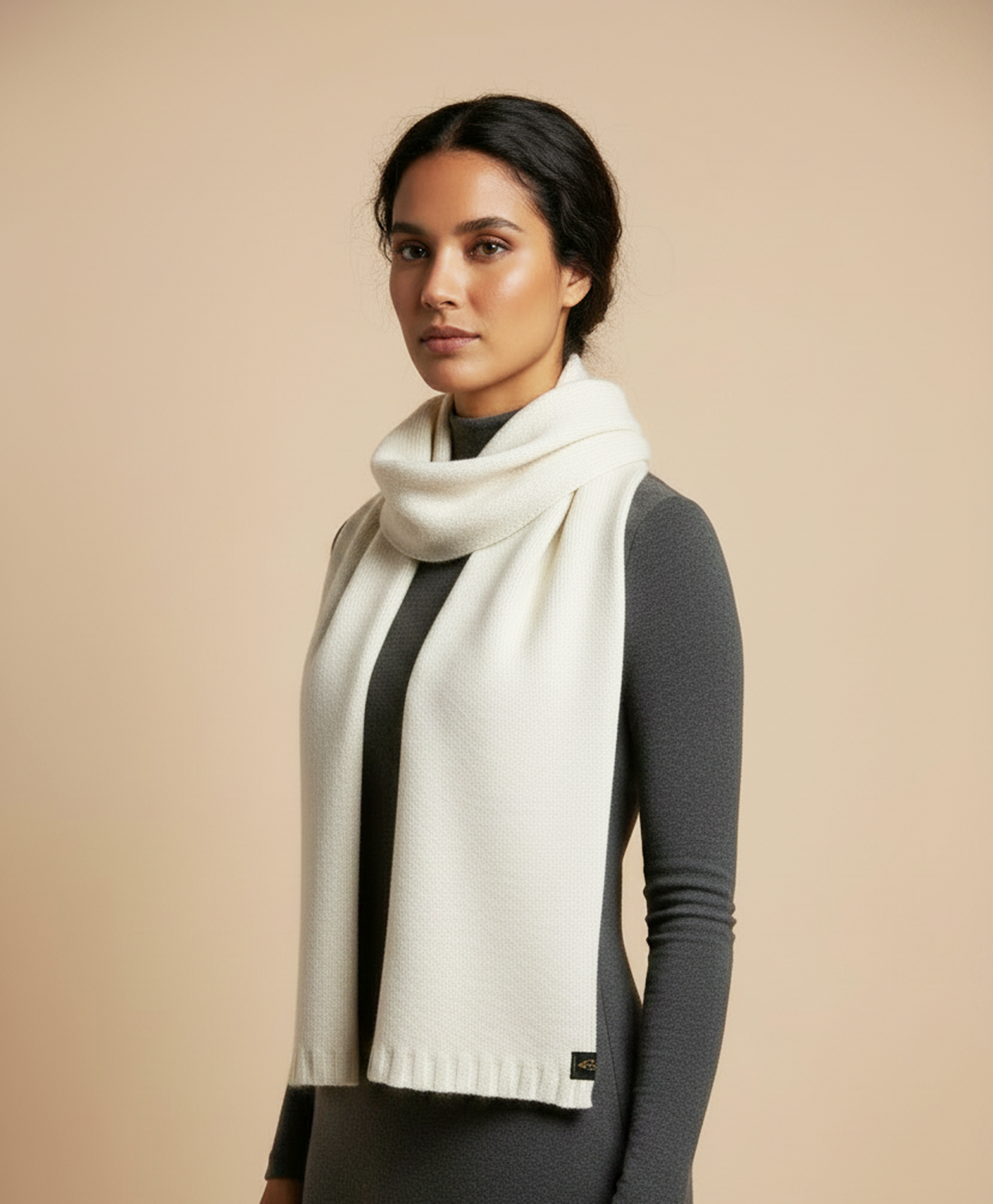 Alpaca Snowy Mountains Scarf — Milk Tone Baby Alpaca