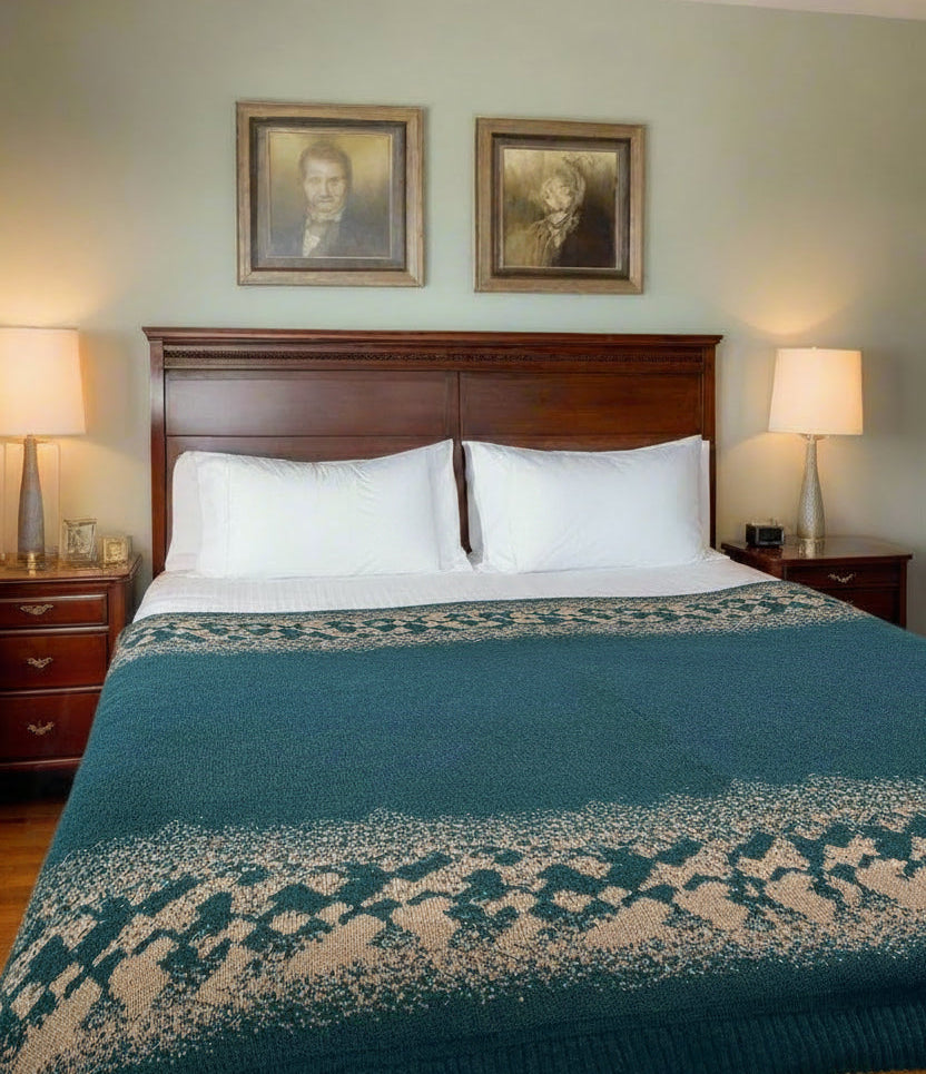 Australian Alpaca Blanket Alaska, Turquoise/Pearl