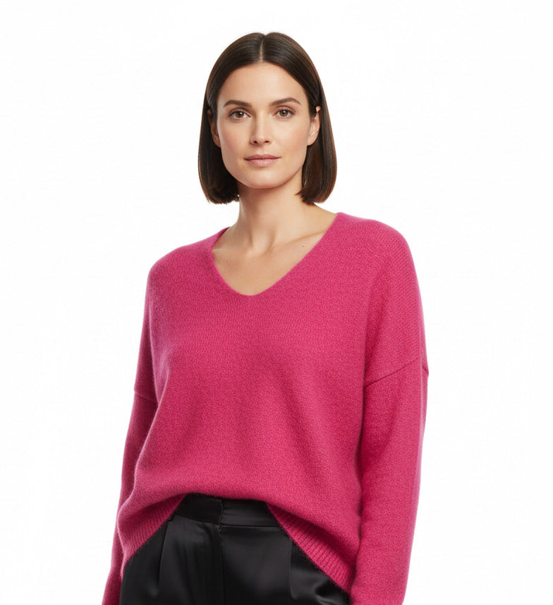 Alpaca Mohair Pullover Sweater Plus Size , Fuchsia