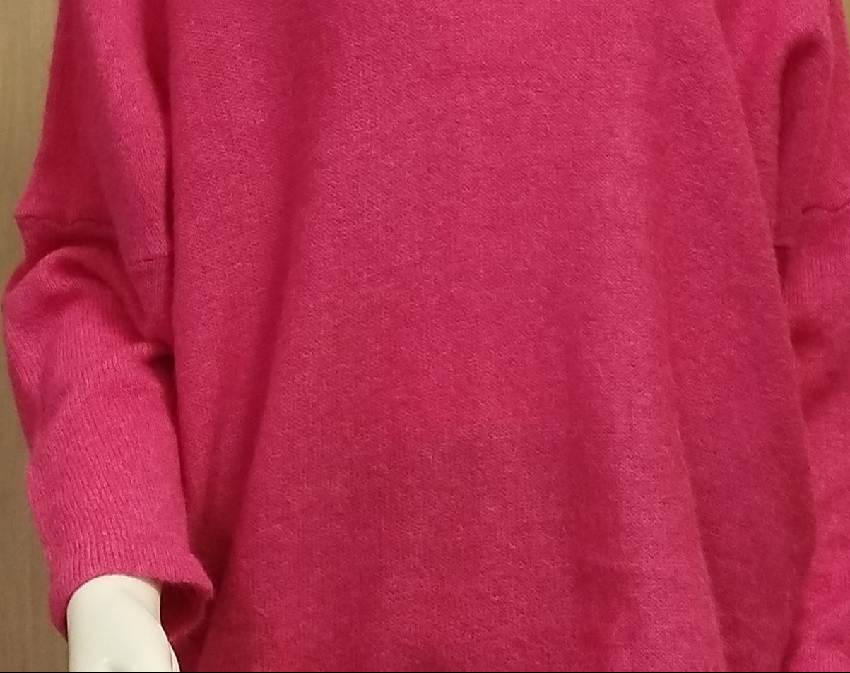 Alpaca Mohair Pullover Sweater Plus Size , Fuchsia