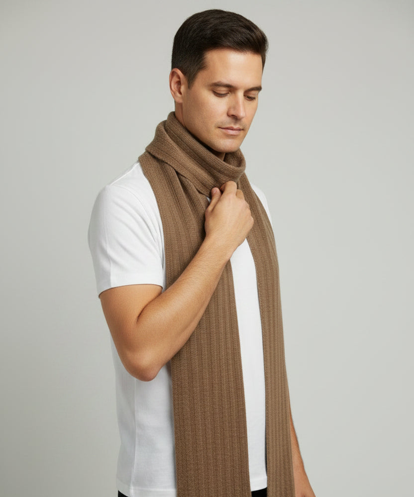 Alpaca Unisex Extra Soft Thick Stripe Scarf, Earth Tone