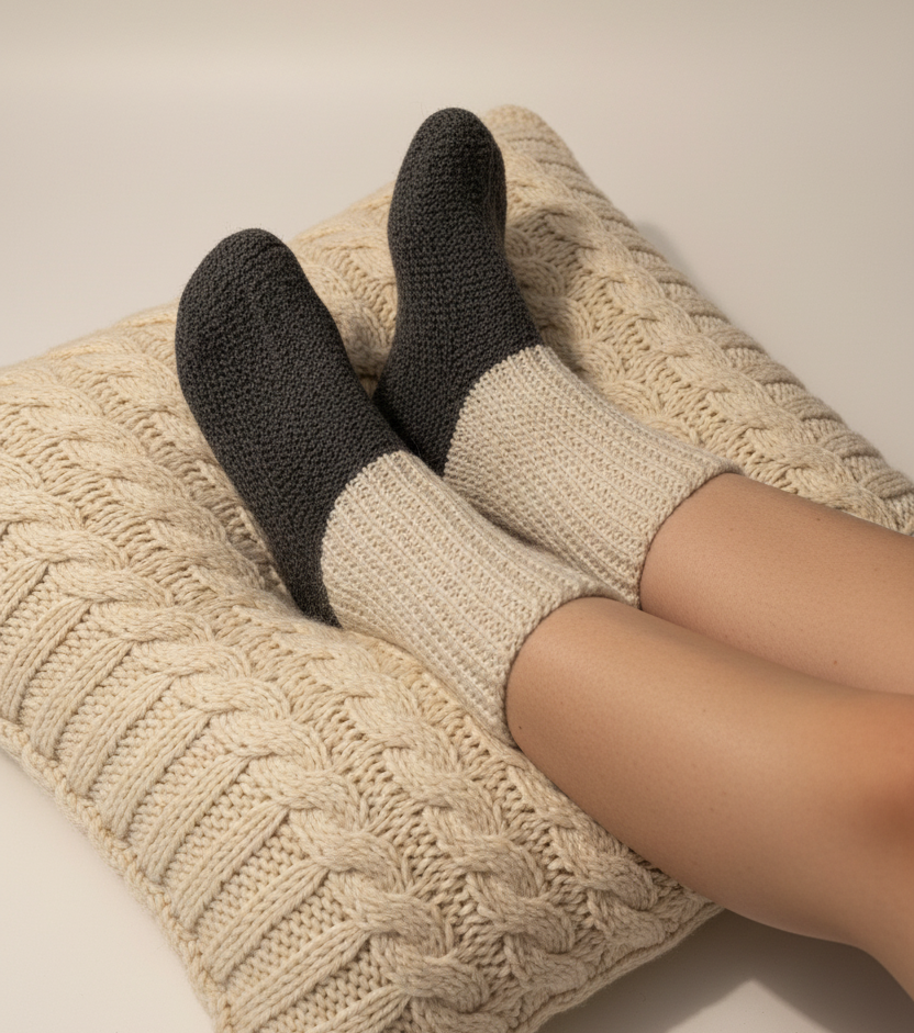 Alpaca Health Socks For Sleep Hand Made Gray