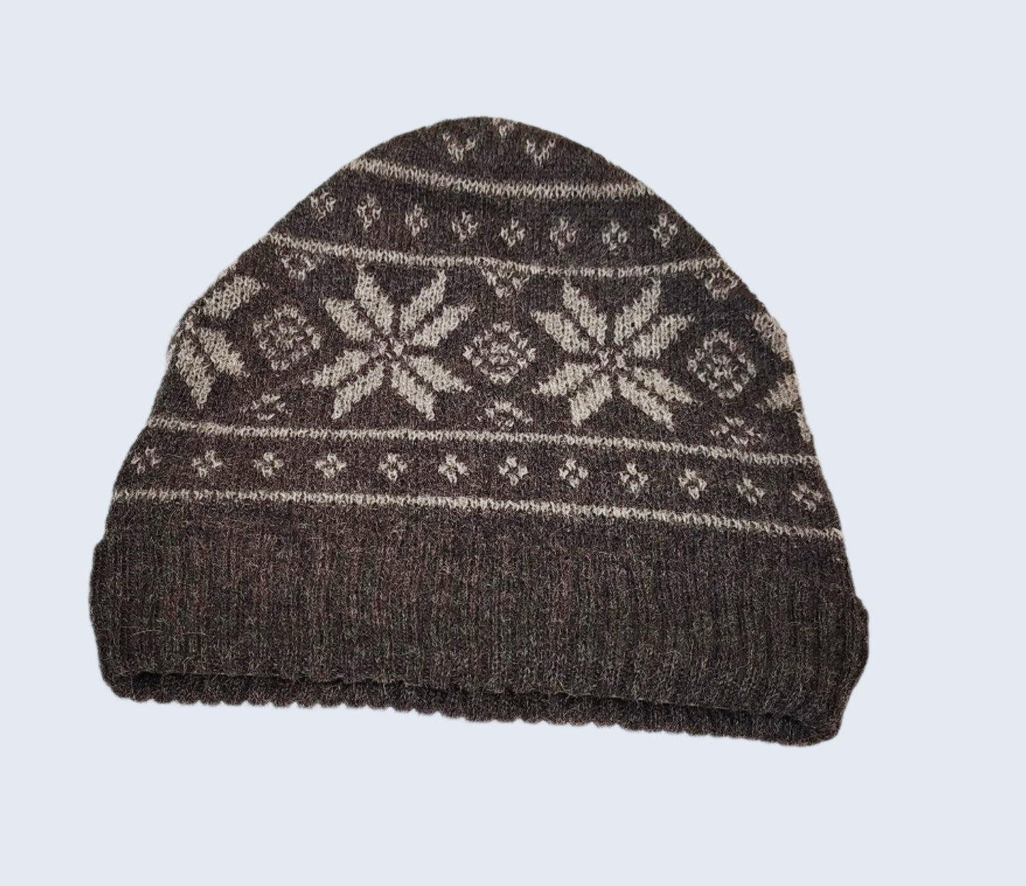 Alpaca Norwegian Pattern Beanie Gray Unisex