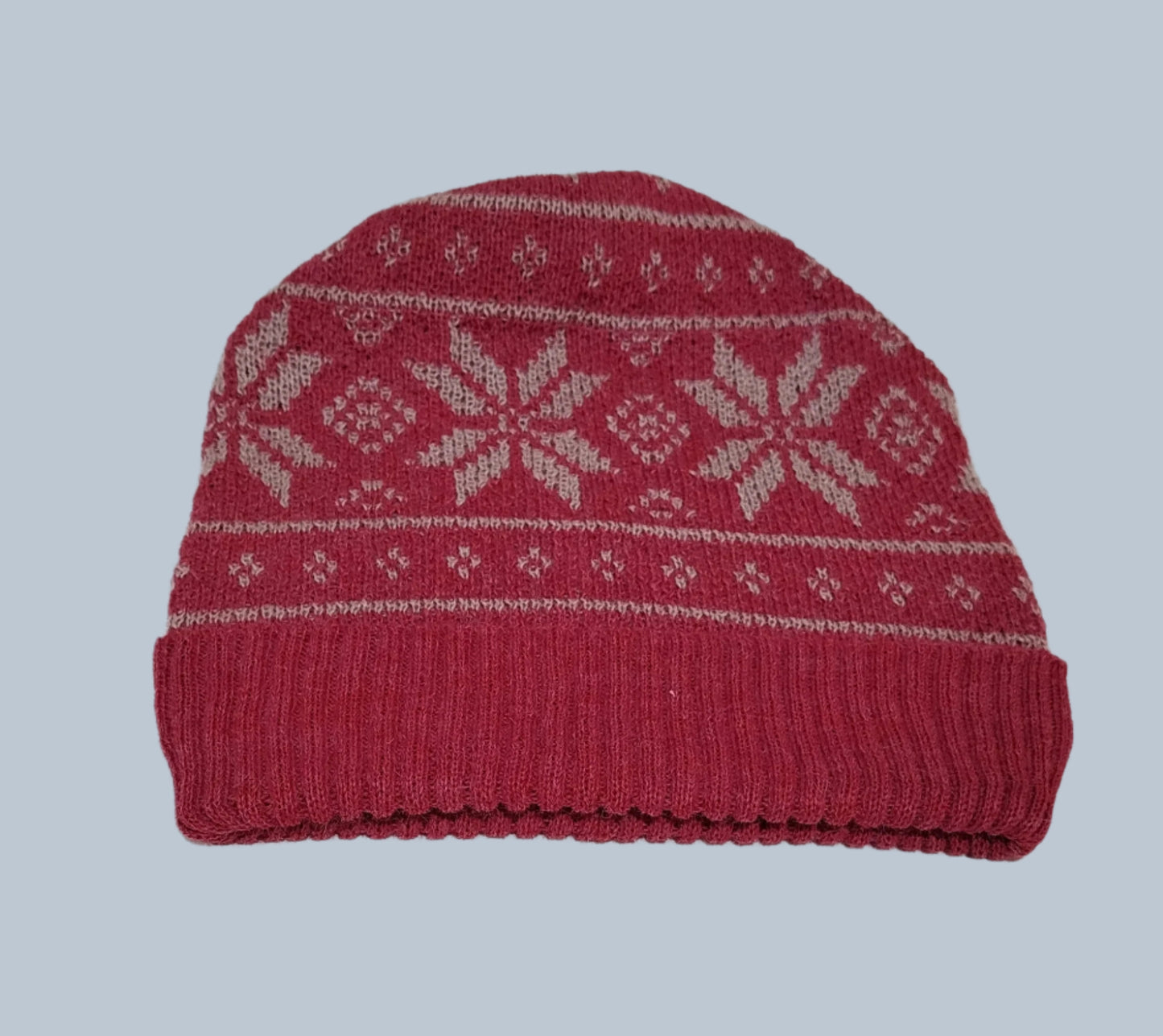 Alpaca Norwegian Pattern Beanie Pink tones