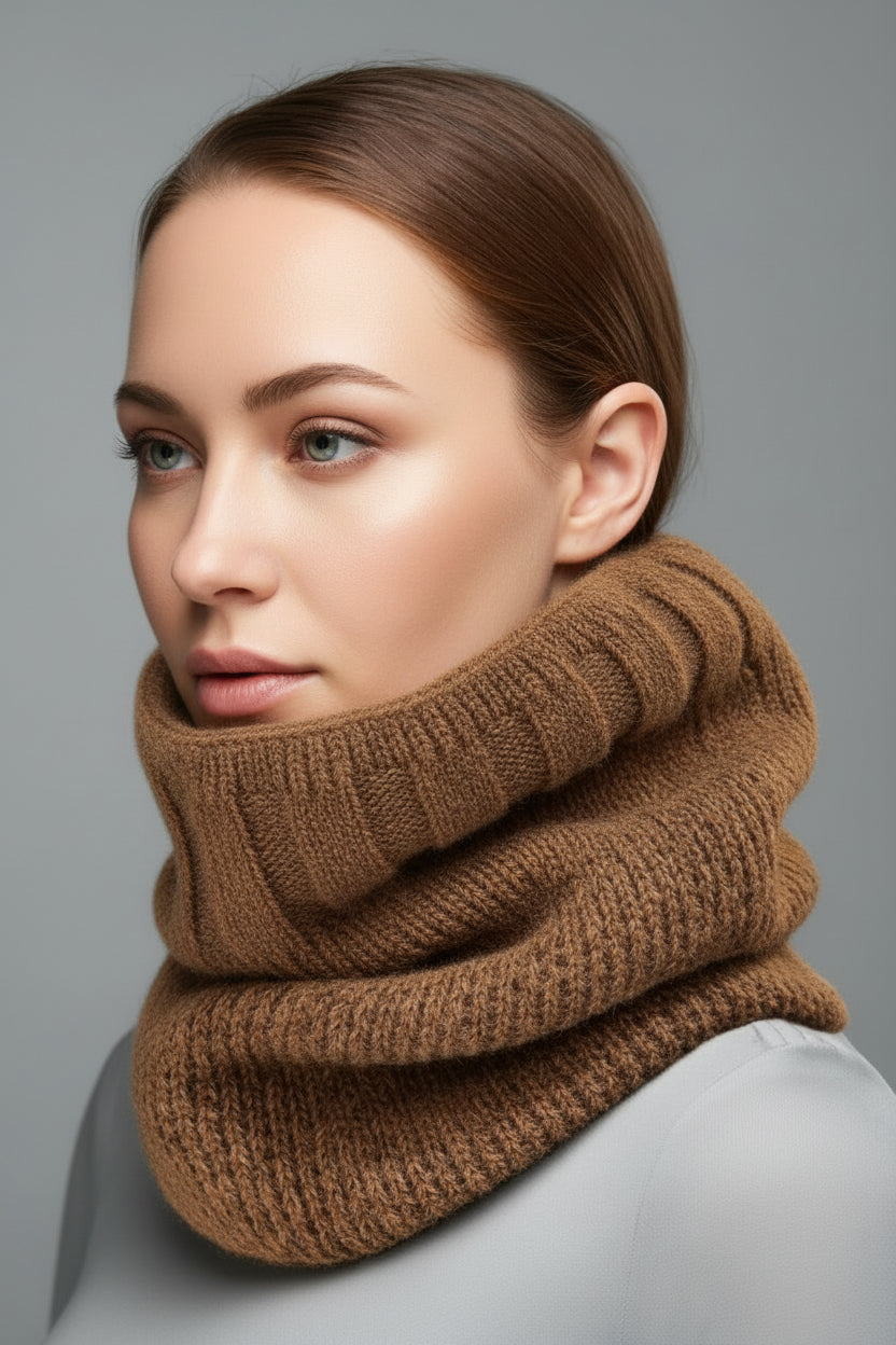 Extra Smooth Alpaca Mohair Neck-warmer Earth Tone