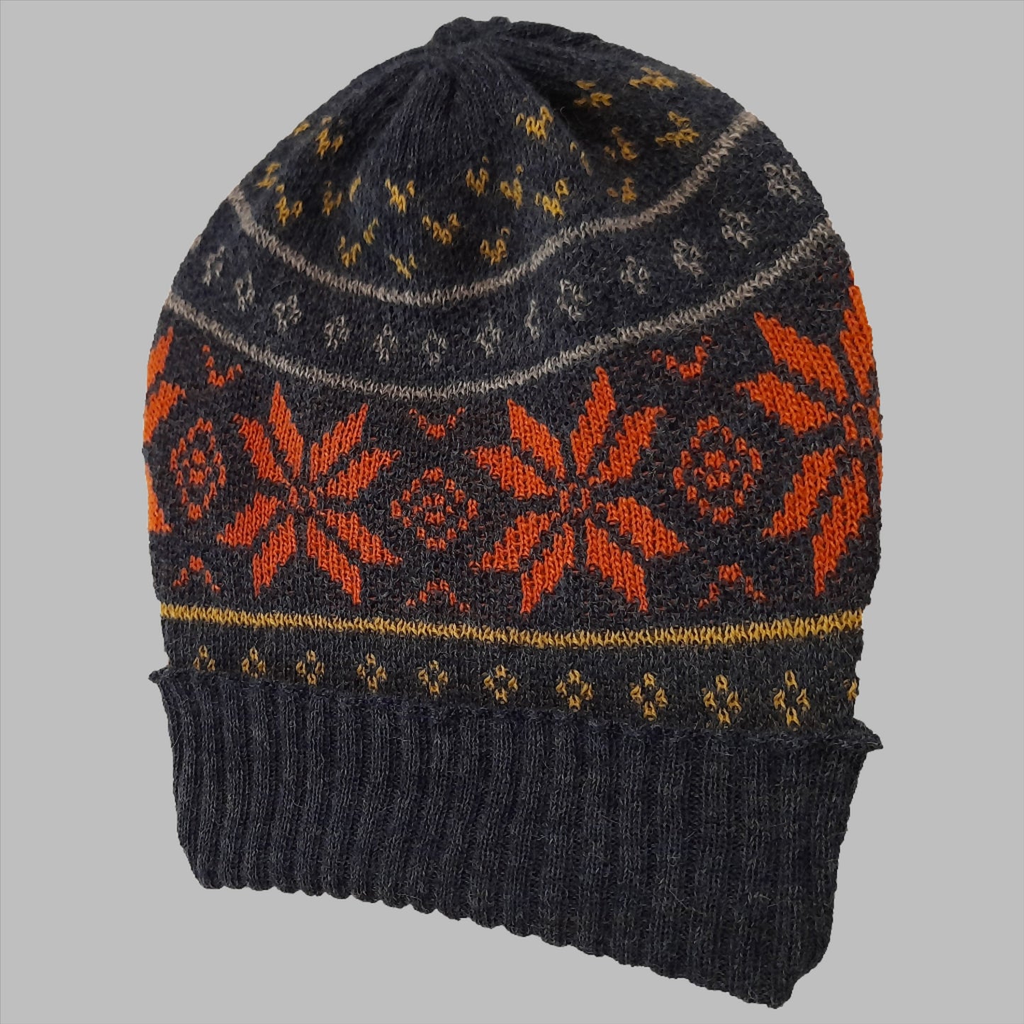 Alpaca Nordic Beanie Men Navy Blue