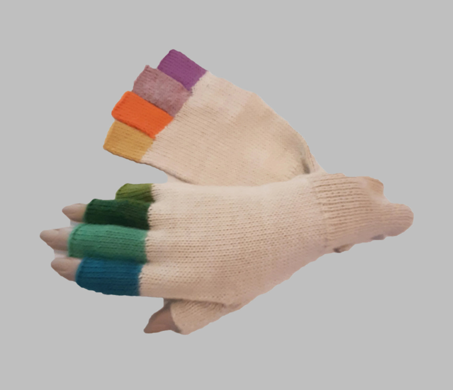 Alpaca Finger-less Gloves White Women