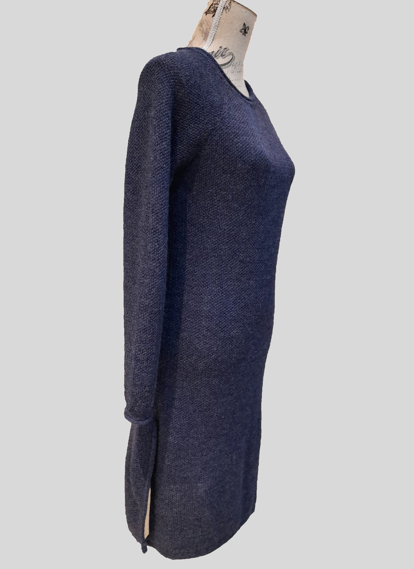 Alpaca Long Navy Blue Jacquard Dress