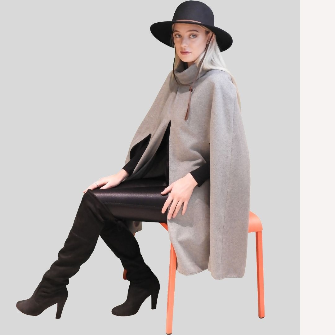 Alpaca Asymmetrical Poncho Diamond