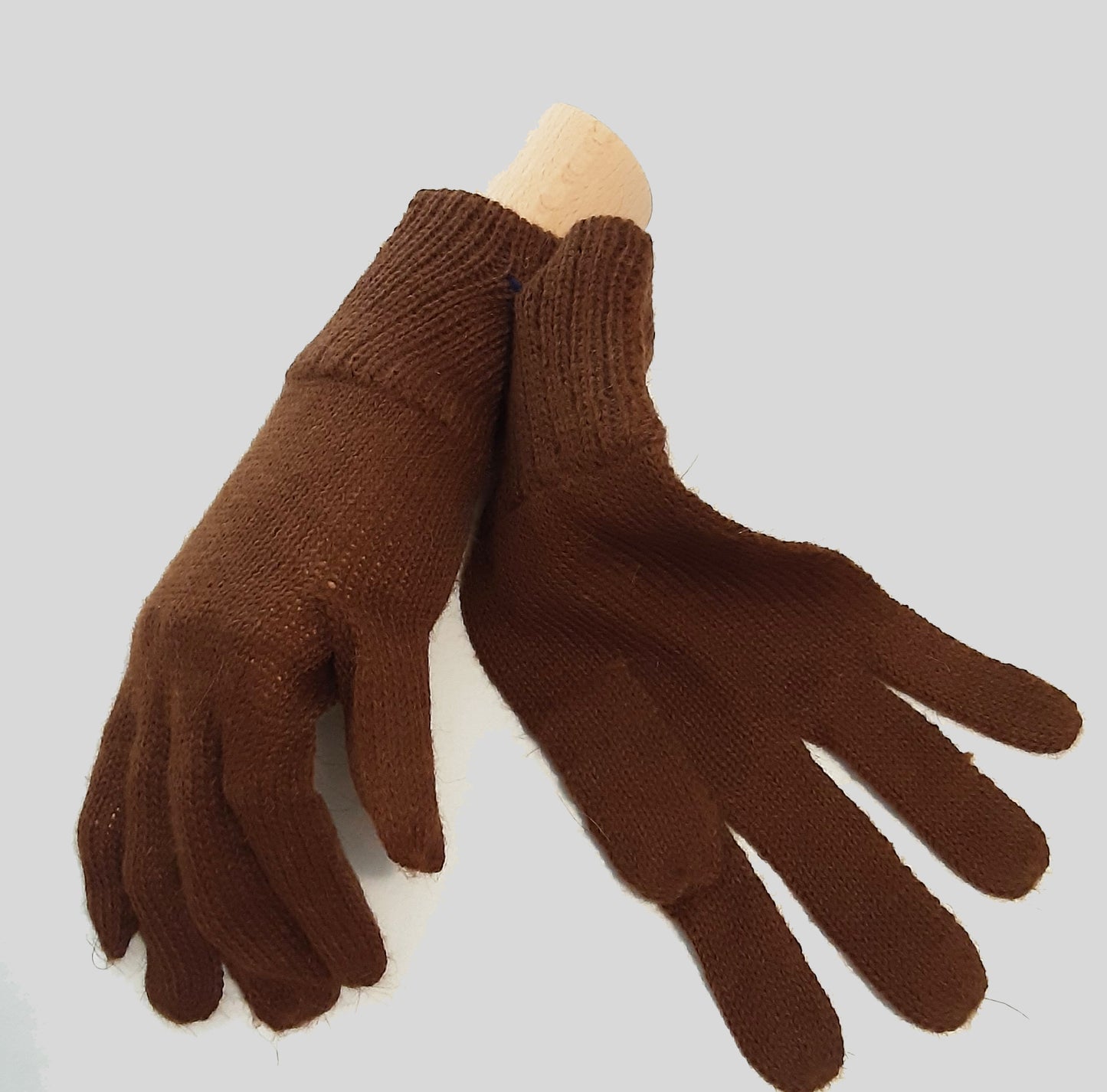Alpaca Knit Men Gloves Brown