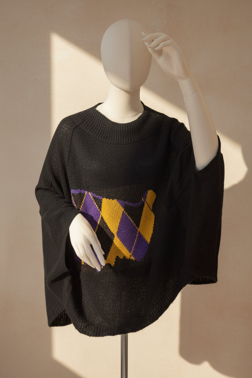 Alpaca Poncho Batwing Silhouette
