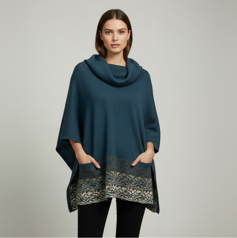 Alpaca Thick Poncho With Pockets