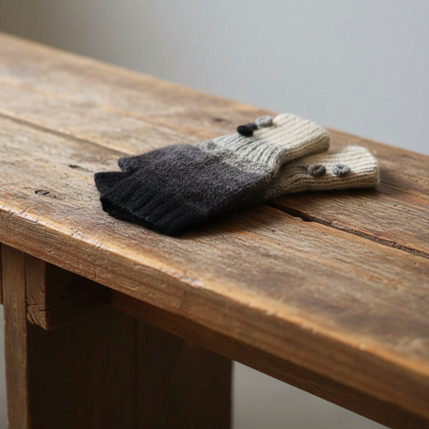 Handmade Alpaca Gloves Natural Gradient Design