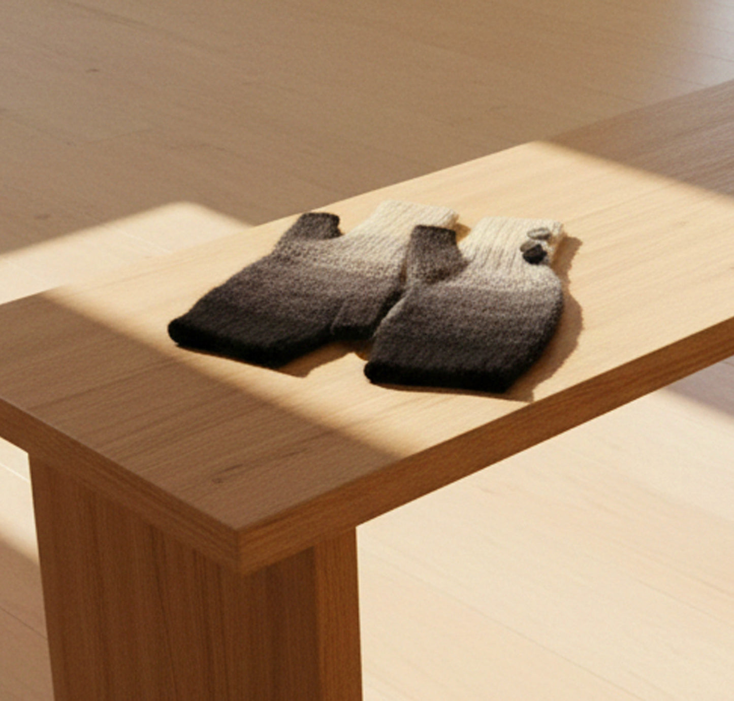 Handmade Alpaca Gloves Natural Gradient Design