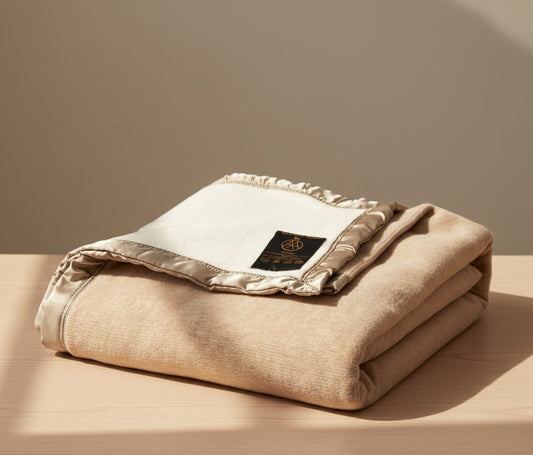Alpaca Blankets TWIN Size Reversible Light Beige/Pearl