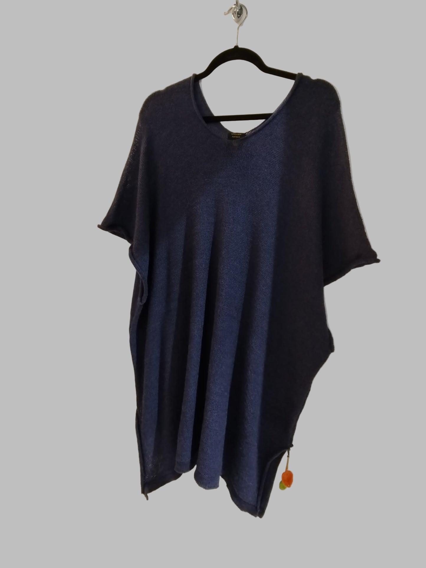 Alpaca Knit Poncho Super Light and Fresh Blue