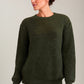 Alpaca Round Neckline Jacquard Pattern Green Melange