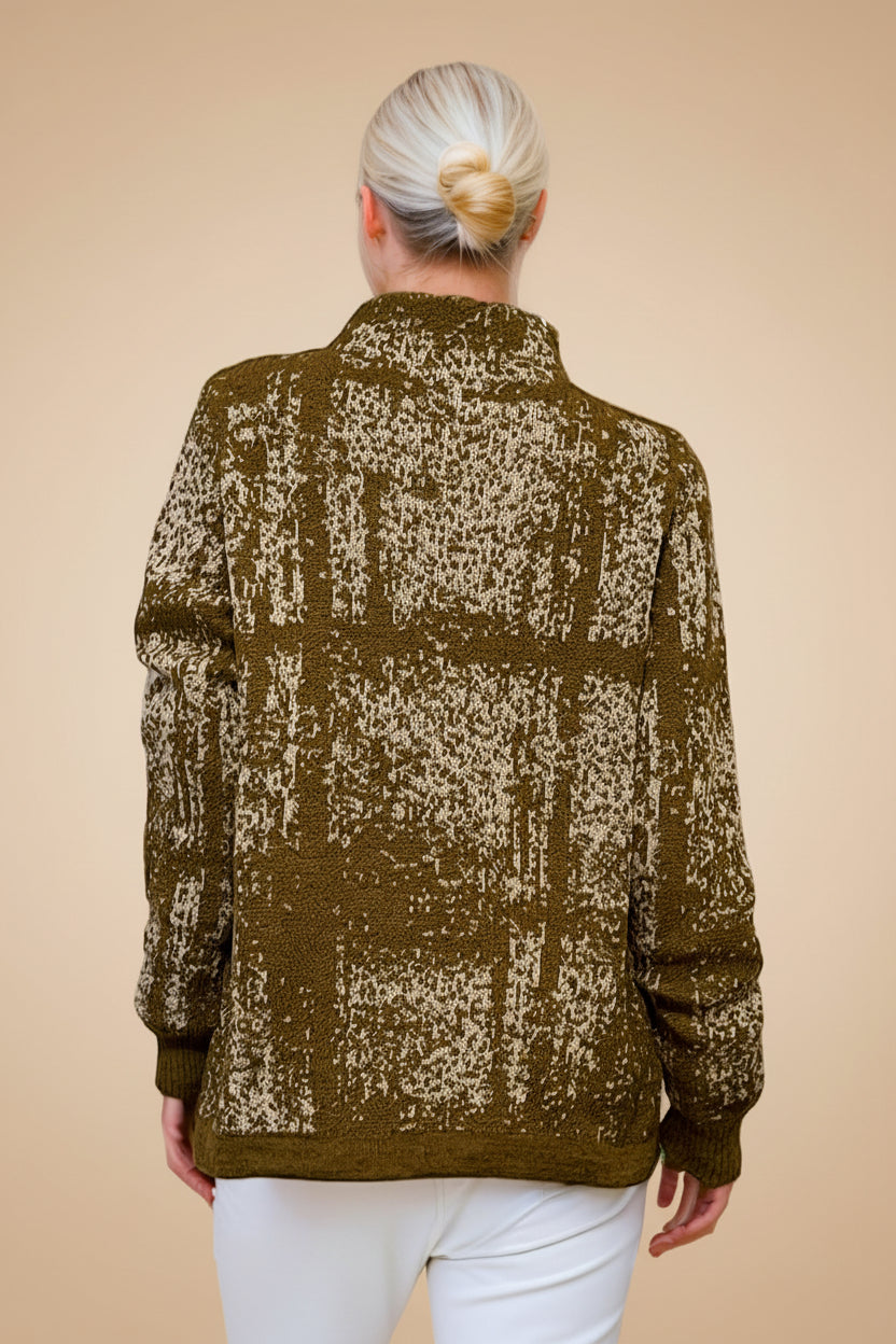Alpaca Women’s High Neck Gold Granite Jacquard