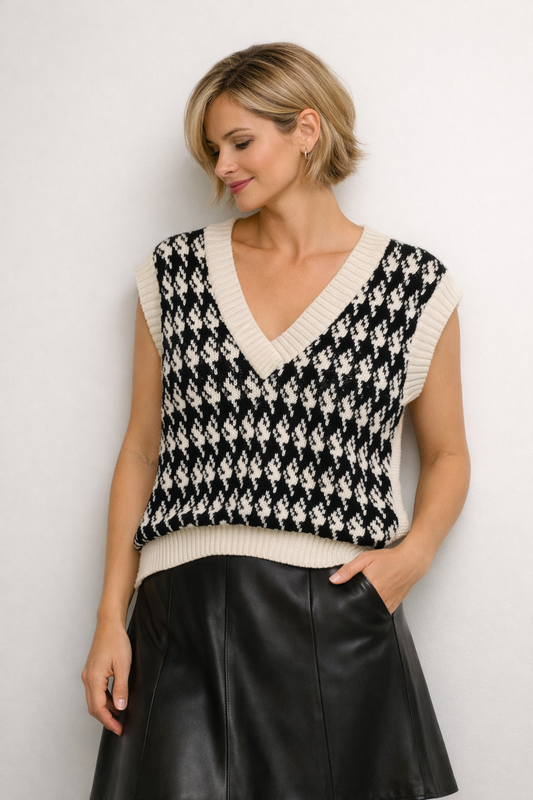 Alpaca Checkered Vest Bi-Colour