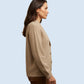 Alpaca Cardigan Zebra Pattern Natural Beige