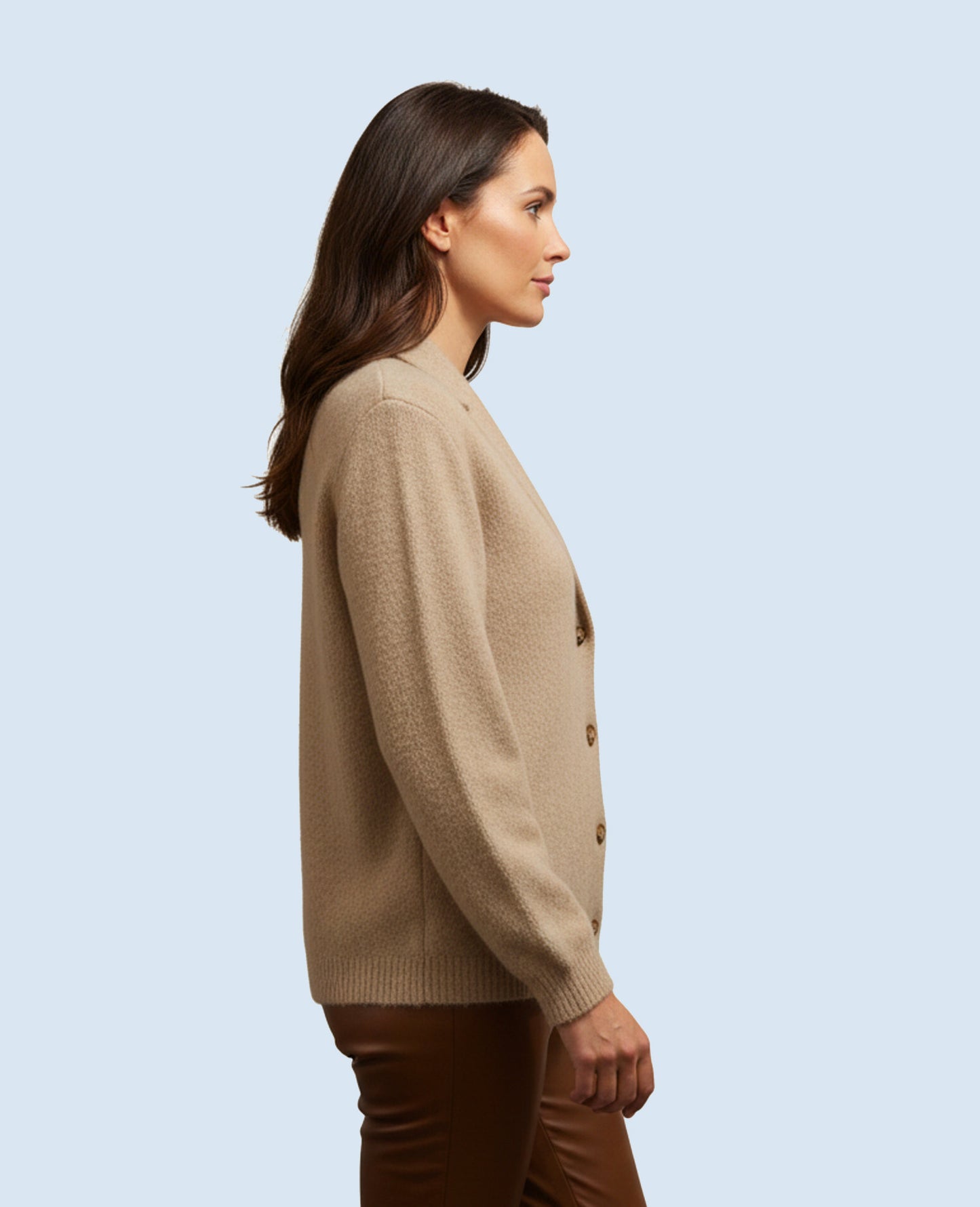 Alpaca Cardigan Zebra Pattern Natural Beige