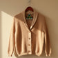 Alpaca Cardigan Jacquard Pattern Natural Beige
