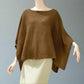 Alpaca Light Knit Poncho Rice Grain Natural Camel
