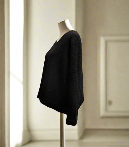 Alpaca Mohair Pullover Sweater Plus Size Black