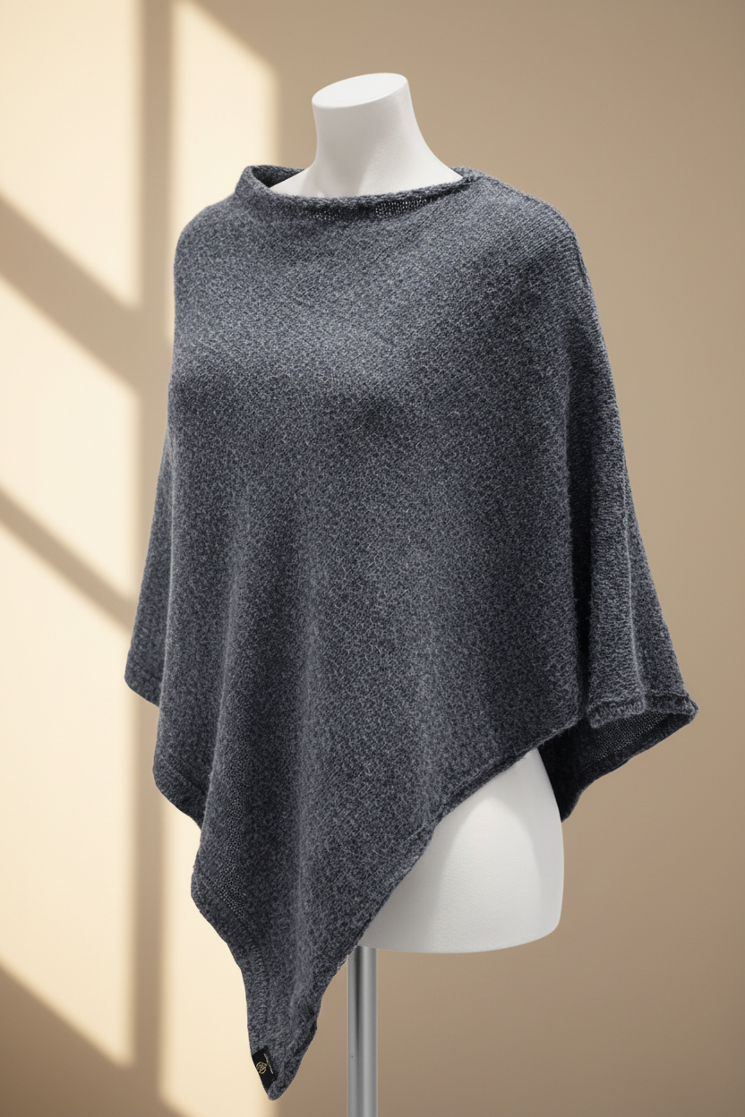 Alpaca Asymmetrical Thick Poncho