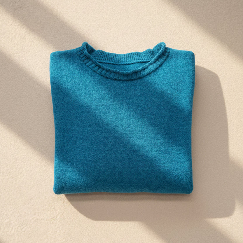 Alpaca Basic Solid Shoulder Sweater Oversized Turquoise