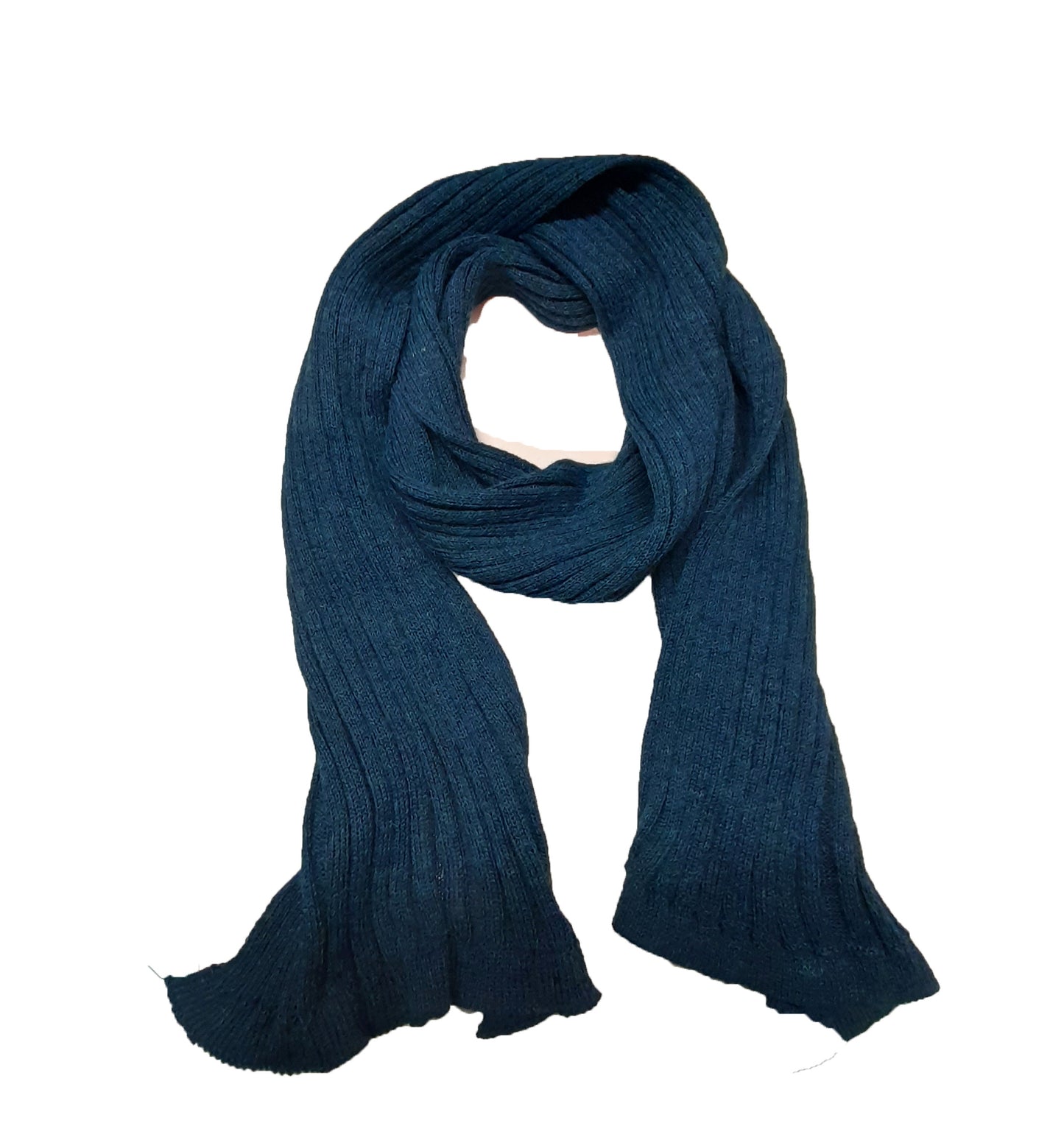 Alpaca Unisex Rib Knit Scarf Blue