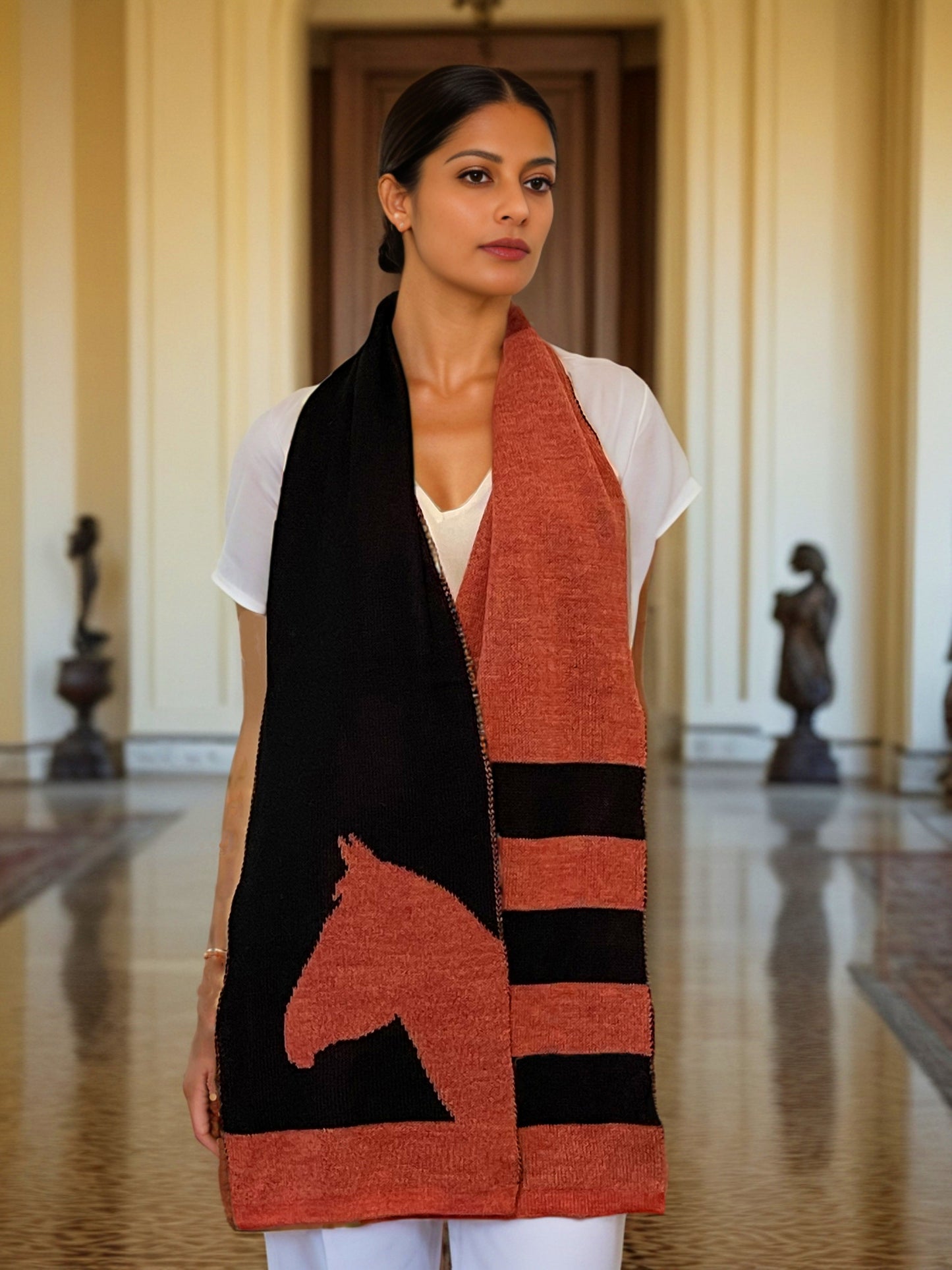 Unisex Alpaca Scarf – Brumby Horse Design